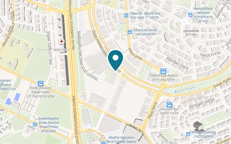 Map showing Shawarma Refael at 42 Dam HaMaccabim Street, city centre, Modi'in-Maccabim-Re'ut