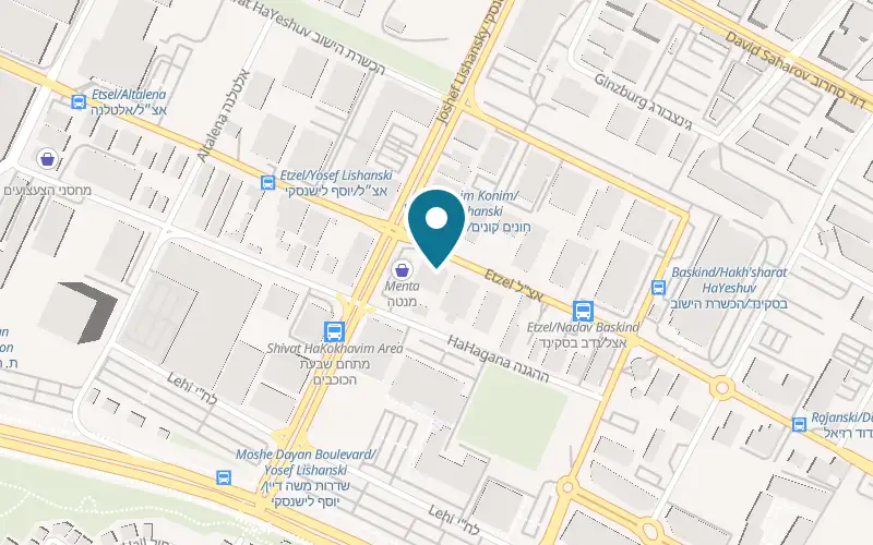 Map showing Rihutim at 15 Etzel Street, Rishon LeZion