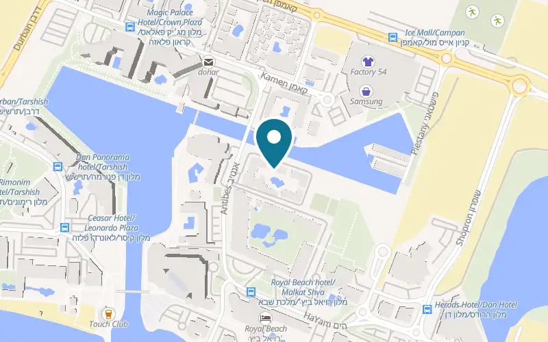 Map showing Riviera Eilat at North Beach, Eilat