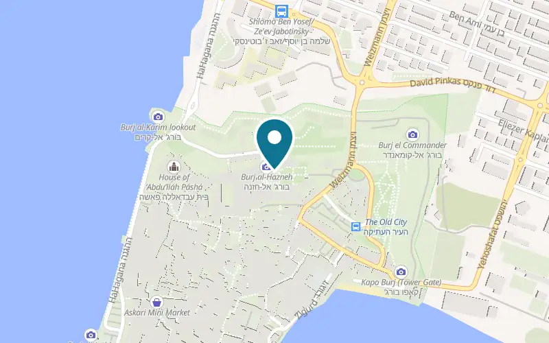 Map showing Roots at 1 Weizman Street, Old City, Acre