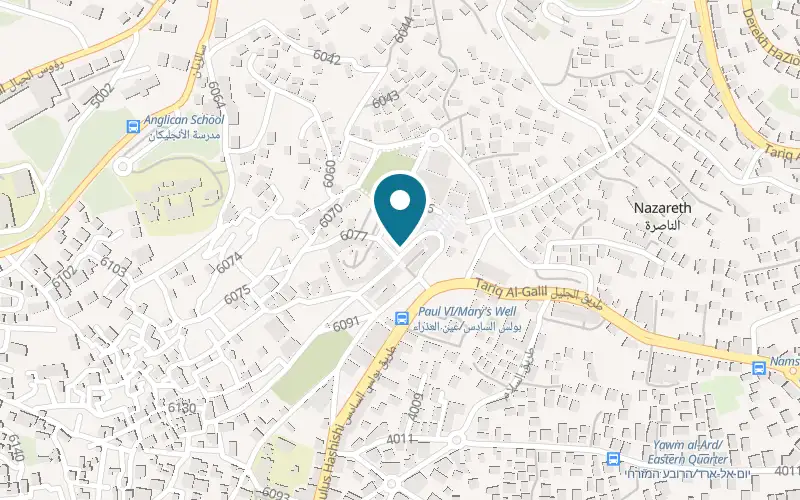 Map showing Rose Boutique Cafe at 31 Street 6089, Mary's Well, opposite the Orthodox Church of the Annunciation, Nazareth