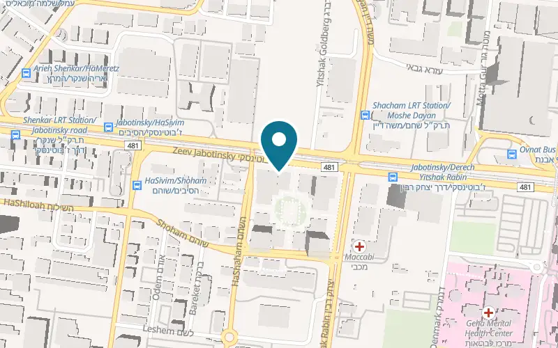 Map showing Rotisserie Chicken Club Petah Tikva at Dan Town, 61 Jabotinsky Street, Petah Tikva