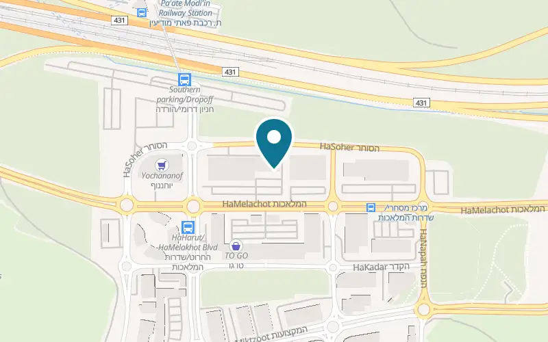 Map showing Roza at 1 HaMelakhot Boulevard, Yishpro Center, Modi'in-Maccabim-Re'ut