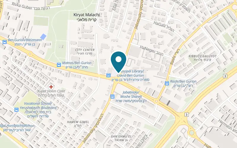Map showing Rugelach at 43 Jabotinsky Street, Kiryat Malachi
