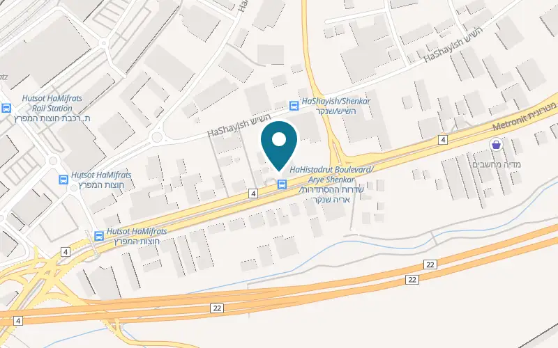 Map showing Sabih Grill at 211 HaHistadrut Avenue, Haifa