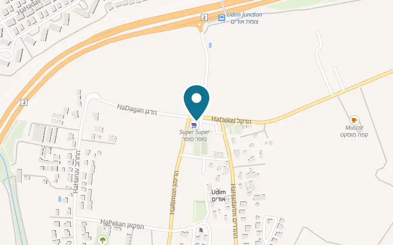 Map showing Salento Cafe at 1 HaRimon Street, Udim
