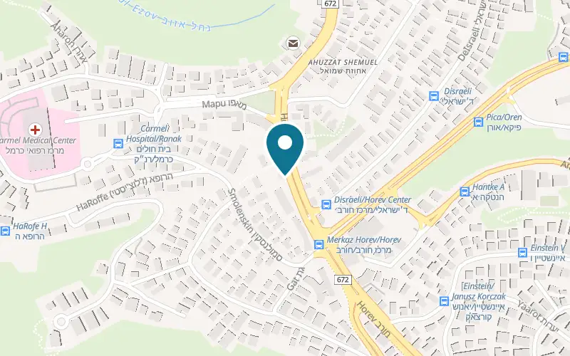 Map showing Sasson Bar at 10 Horev Street, Ahuza, Haifa