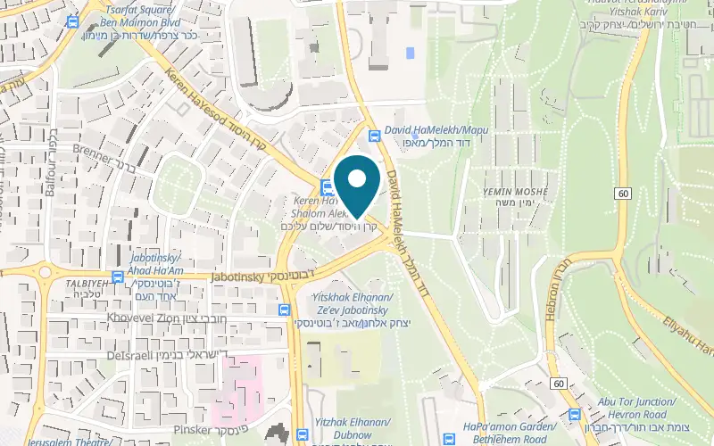 Map showing Satya at 36 Keren HaYesod Street, Jerusalem