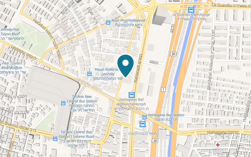 Map showing Seder Tzalam at 28 Levanda Street, Tel Aviv-Yafo