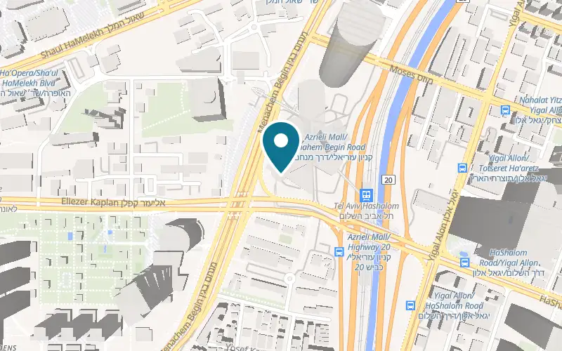 Map showing Sefora Sushi Bar at 132 Menachem Begin Road, 49th floor of the Azrieli Round Tower, Tel Aviv-Yafo