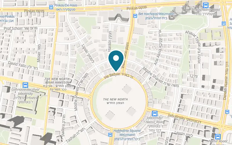 Map showing Segal Asi BaKikar at 60 He BeIyar Street, Tel Aviv-Yafo