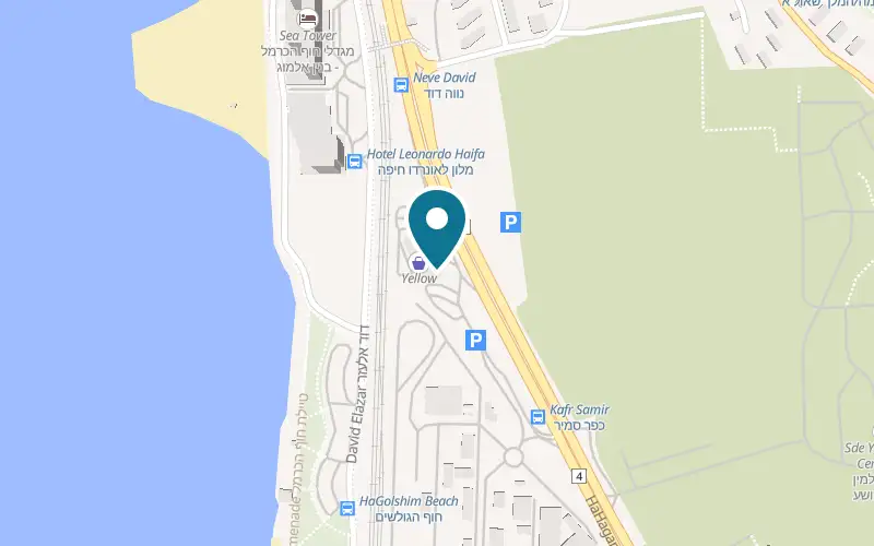 Map showing Shawarma Pilpelet at 20 HaHagana Road, at the Paz station, Hof HaCarmel, Haifa