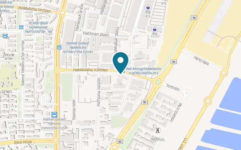 Map showing Shawarma Plus at 5 HaMelacha Street, Industrial Zone, Eilat