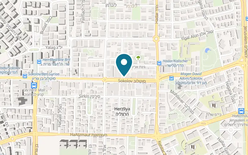 Map showing Shawarma Tzarum at 73 Sokolov Street, Herzliya