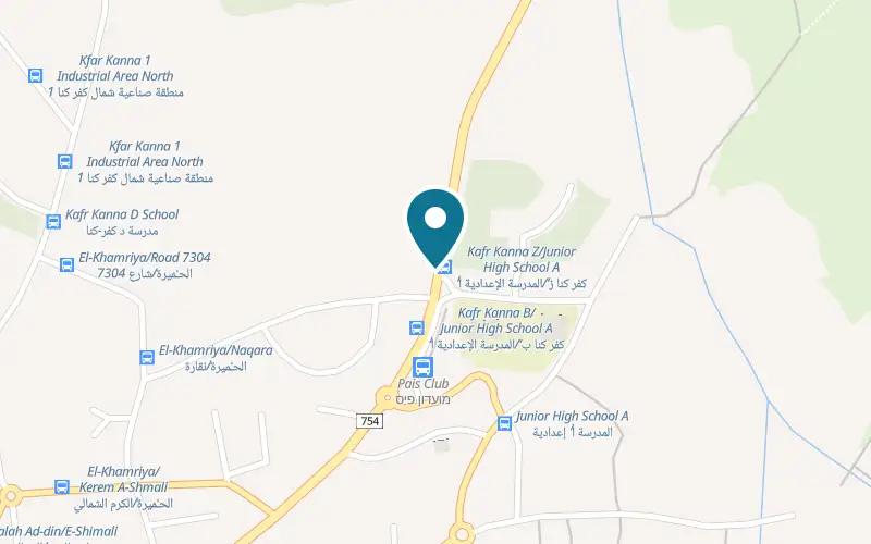 Map showing Shawarma Wael al-Nakhil at Route 754, Kafr Kanna