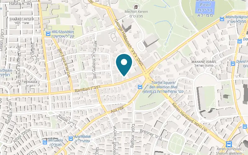 Map showing Sheyan at 8 Ramban Street, by the Rehavia windmill, Jerusalem