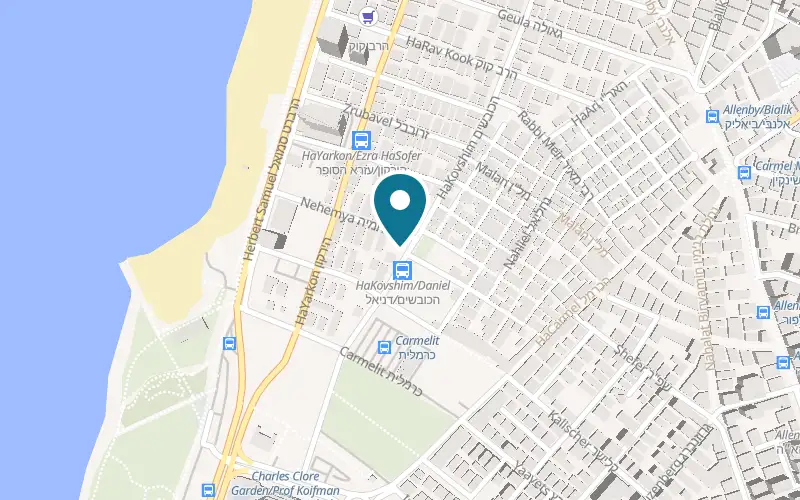 Map showing Shishko at 48 HaKovshim Street, by the Carmel Market, Tel Aviv-Yafo