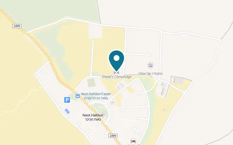 Map showing Shkedi's Camplodge at Moshav Neot HaKikar, Neot HaKikar