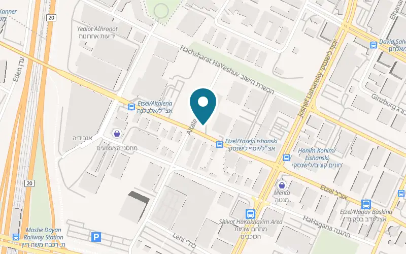 Map showing Sin City Burger at 22 Etzel Street, Rishon LeZion