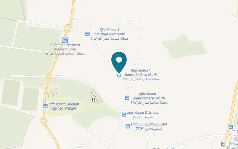 Map showing Sindyanna of Galilee at Kafr Kanna industrial zone, beside Route 77, 5 minutes from Beit Rimon Junction, Kafr Kanna