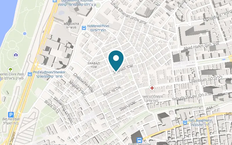Map showing Sipur Pashut at 36 Shabazi Street, Tel Aviv-Yafo