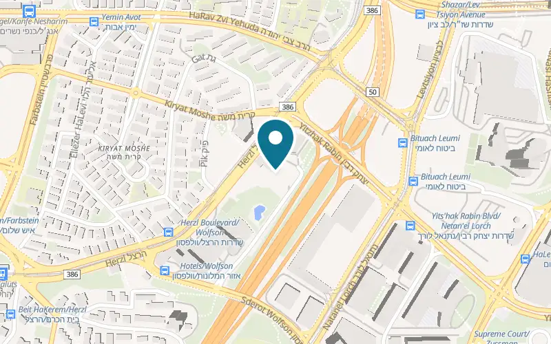 Map showing Skyline Hotel Jerusalem at 4 Ze'ev Vilnai Street, Kiryat Moshe, Jerusalem