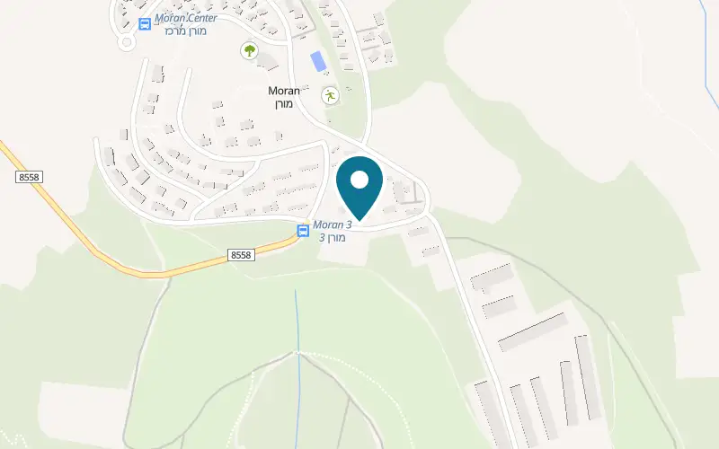 Map showing Slowness at Kibbutz Moran, to the right after the gate, Moran