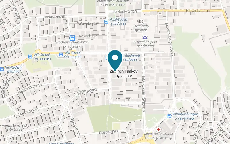 Map showing Somek Winery at 16 Herzl Street, Zichron Yaakov