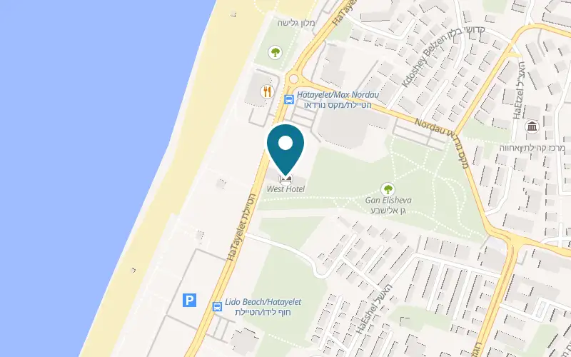 Map showing Brown Seaside Ashdod Spa at Brown Seaside Ashdod hotel, 21 HaTayelet Street, by Lido beach, Ashdod