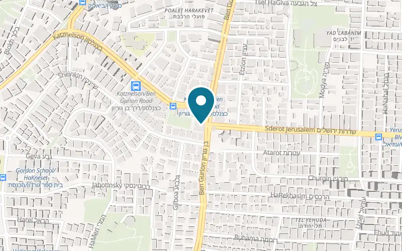 Map showing Space Givatayim at 182 David Ben Gurion Boulevard, at the corner of Katznelson Street, Givatayim