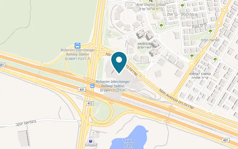 Map showing Space Rishonim at Azrieli Rishonim mall, 2 Nim Boulevard, Rishon LeZion