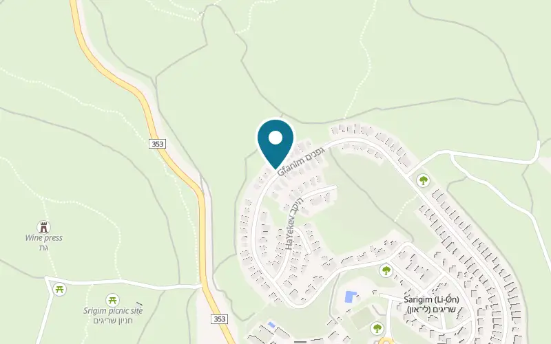 Map showing Srigim Winery at Srigim (Li-On), Srigim