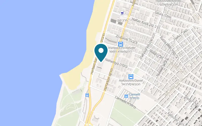 Map showing Studio Ten at 10 Herbert Samuel Street, on the promenade, Tel Aviv-Yafo