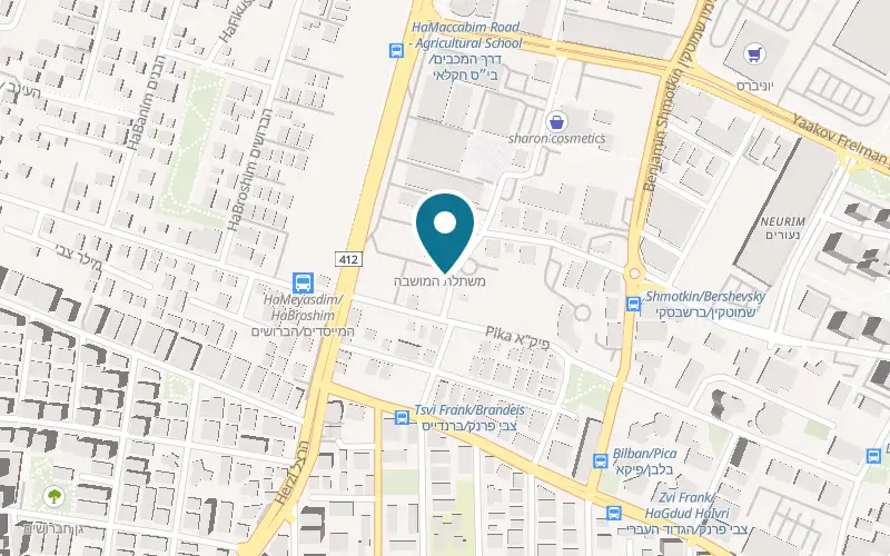 Map showing Sunkiss at 3 Moshe Beker Street, on a rooftop, Rishon LeZion