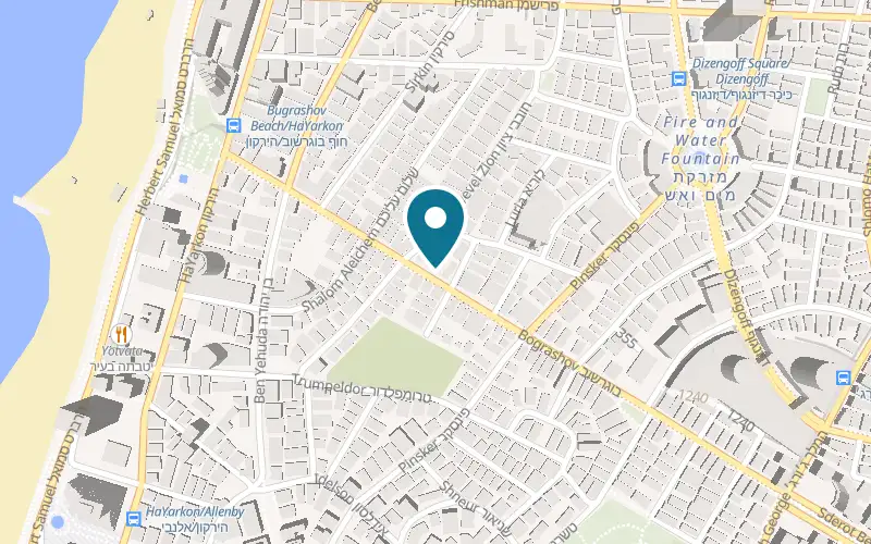 Map showing Sushi Bar Bazel at 33 Bograshov Street, Tel Aviv-Yafo
