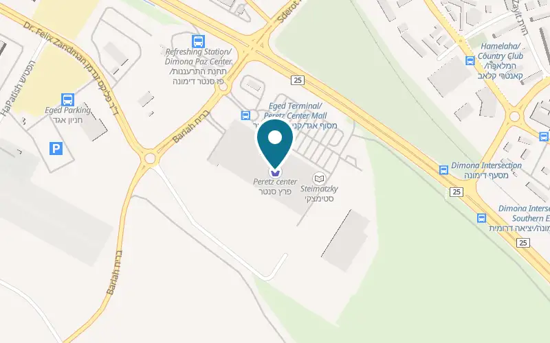 Map showing Sushi House at Peretz Center mall, Dimona
