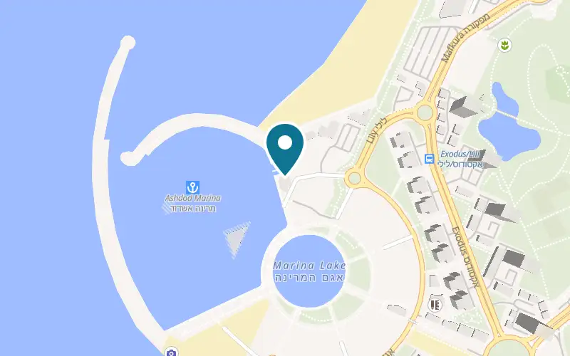 Map showing Sushi Yam at 1 Onyon Street, second floor, Ashdod Marina, Ashdod