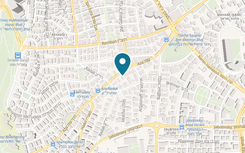 Map showing Sybaris at 13 Aza Street, Rehavia, Jerusalem