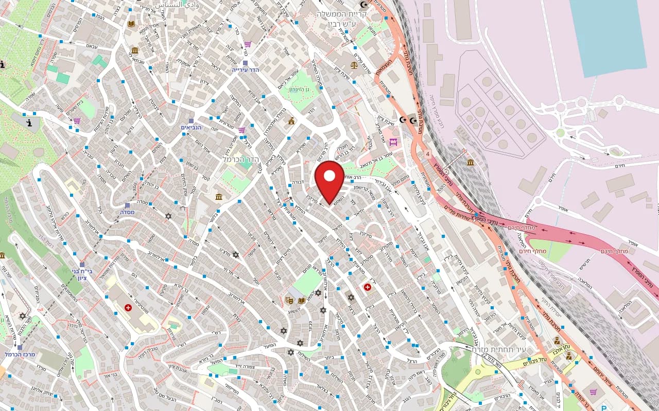 Map showing Taco Tia at 21 Sirkin Street, Talpiot Market, Haifa