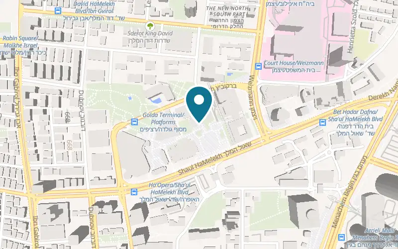 Map showing Tel Aviv Museum of Art at 27 Shaul HaMelech Boulevard, the Golda Meir Cultural and Art Center, Tel Aviv-Yafo