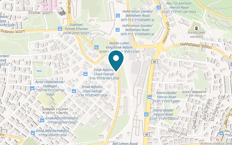 Map showing The Templer Inn at 16 Derech Beit Lehem, German Colony, Jerusalem