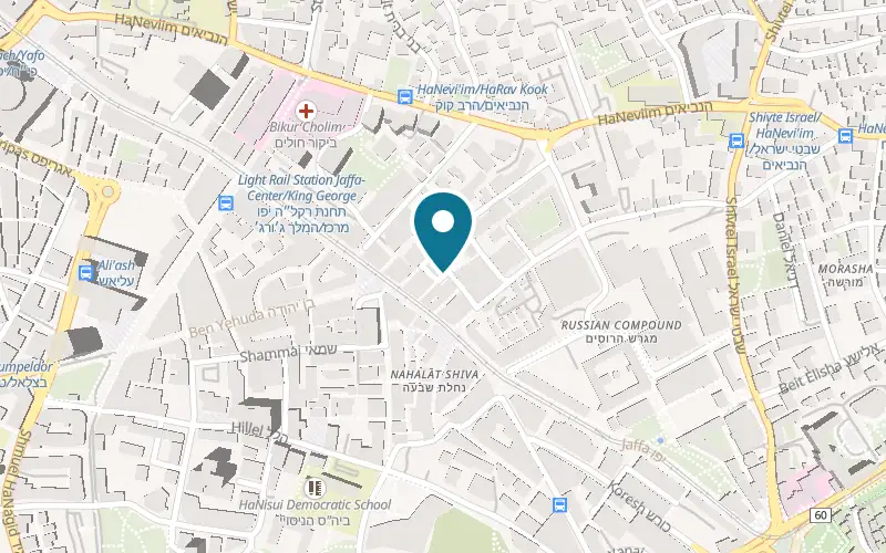 Map showing The Bloc Jerusalem at 7 Elisar Street, Jerusalem