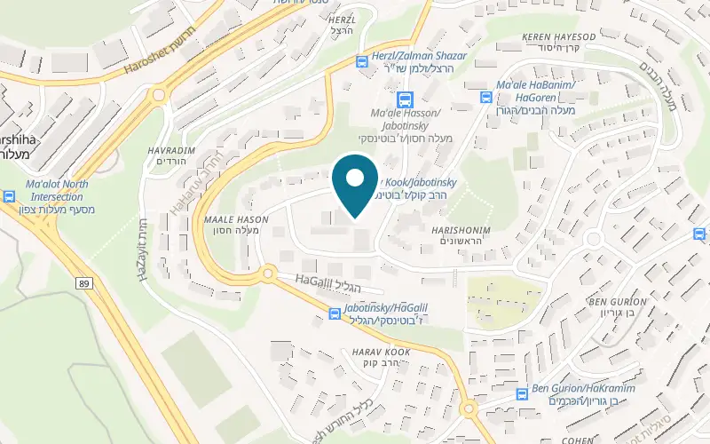 Map showing The City Restaurant at 28 HaRav Kook Street, Ma'alot-Tarshiha