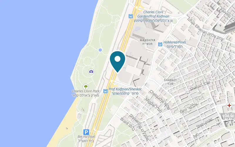 Map showing The O Pod Hotel at 2 Kaufmann Street, 4th floor, the Textile House (corner of Shenkar Street), Tel Aviv-Yafo