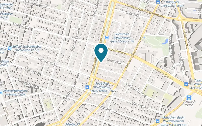 Map showing The Rothschild Hotel at 96 Rothschild Boulevard, Tel Aviv-Yafo