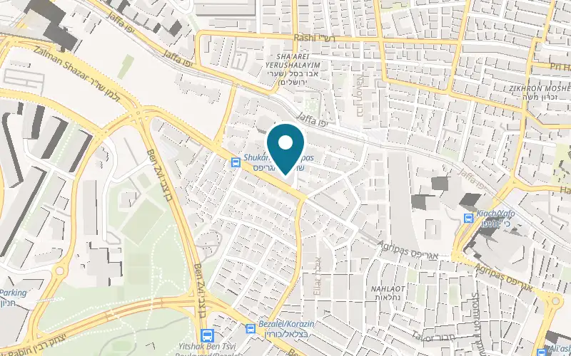 Map showing Thinkers Distillery at 88 Agripas Street, Jerusalem