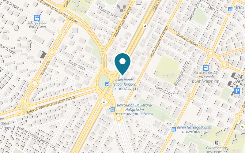 Map showing Tiv HaBasar Steakhouse at 140 Derekh Akko, Kiryat Bialik