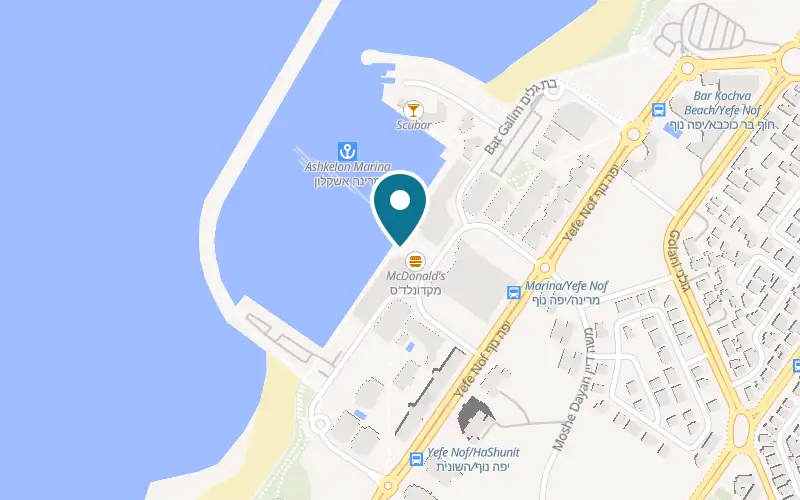 Map showing Tivoli at 9 HaNamal Street, Ashkelon Marina, Ashkelon