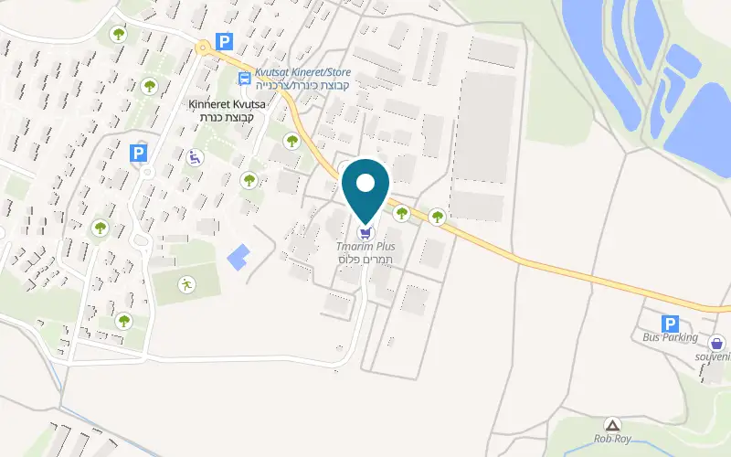 Map showing Tnuvat Kinneret at Kibbutz Kinneret, at the entrance to the kibbutz, Kvutzat Kinneret