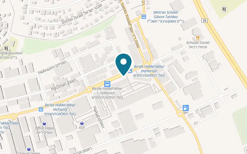 Map showing Toastal at 200 Ba'alei HaMelakha Street, Netivot